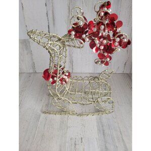 Pier 1 Gold glitter silver metal reindeer bow Xmas decor